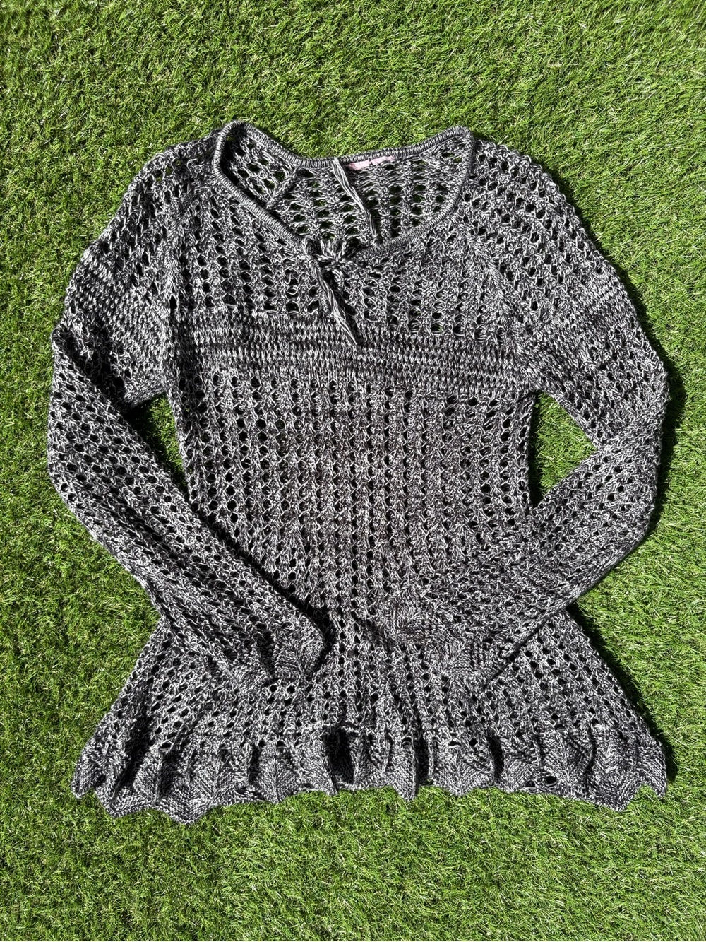 Dark Gray Crochet Sweater / Cover up